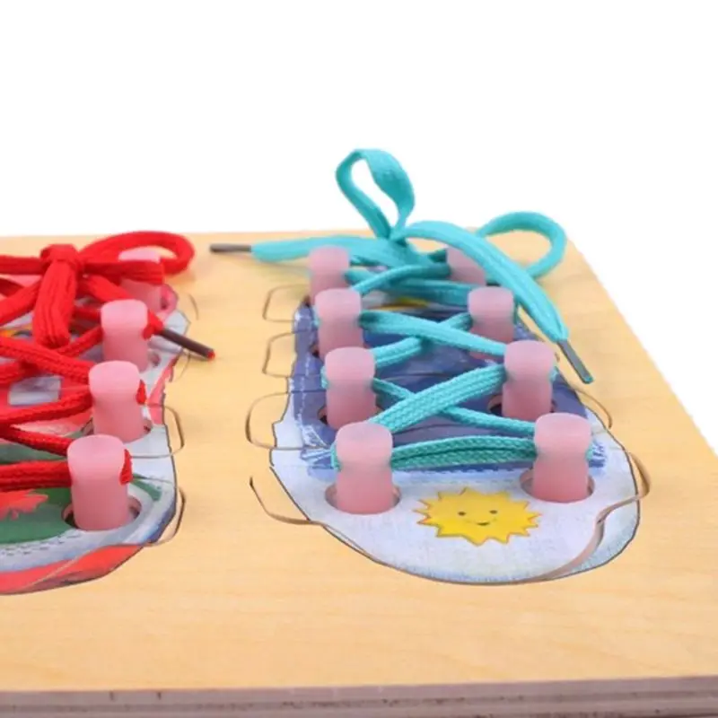 (Упаковка из 3) деревянная игрушка для обуви на шнурках учится завязывать шнурки