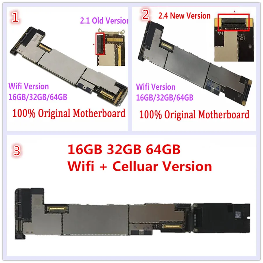 Оригинальная материнская плата для iPad 2 WIFI A1395 / WiFi + Celluar 3G версия A1396 A1397