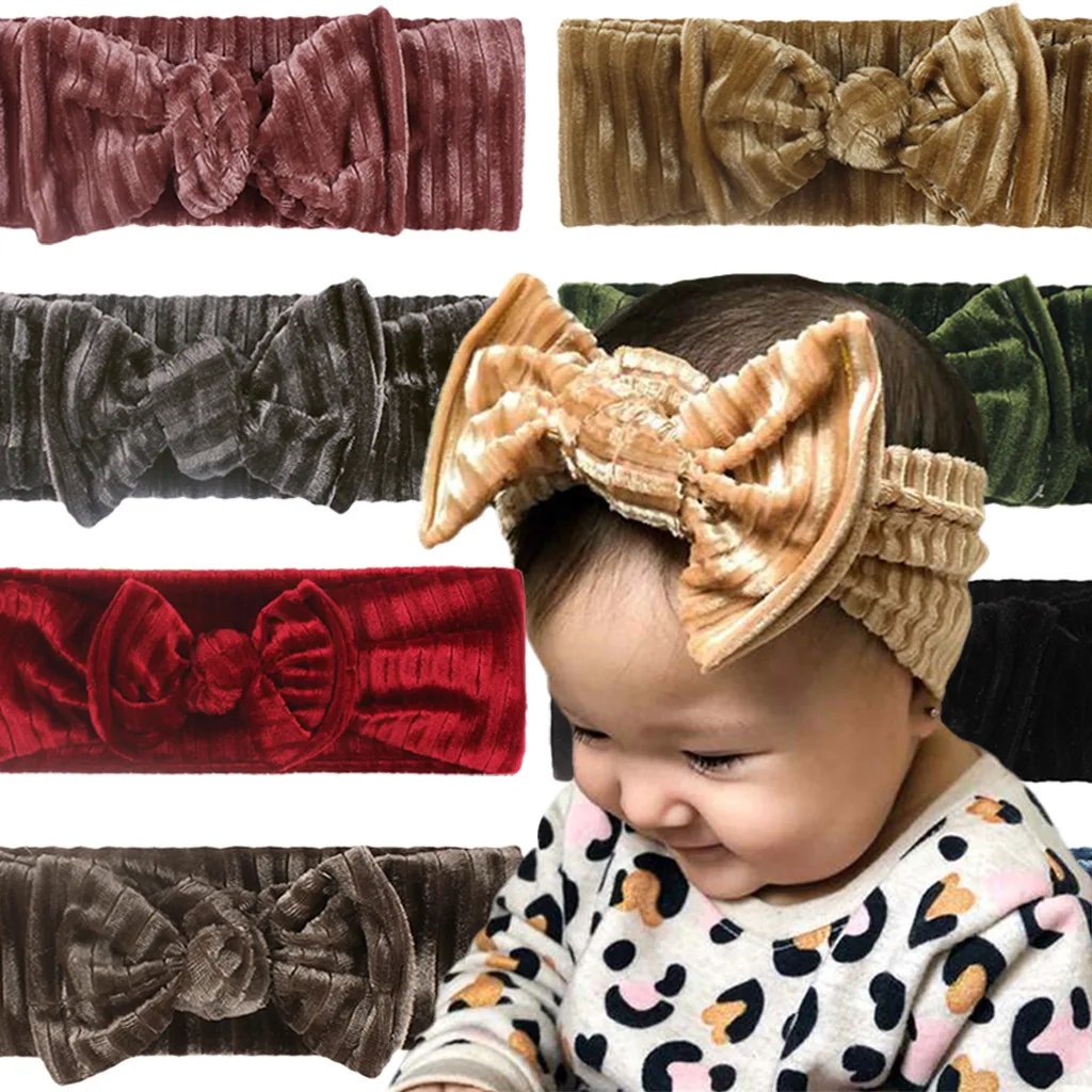 

Newborn Solid Color Soft Nylon Elastic Baby Headband Bows Knotted Newborn Baby Girl Headbands Hair Accessories Girls Haarband