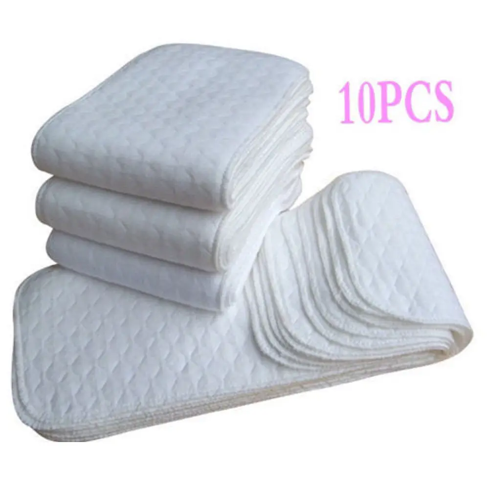 New 10PCS Soft Reusable Baby Cloth Diaper Nappy Liners insert 3 Layers Cotton Washable Baby Care Products