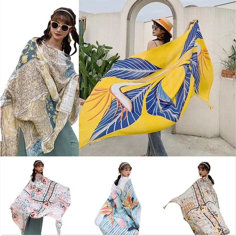 

2021 NEW 9styles 100x180cm Bikini Bathing Swimwear Cover Up Sarong Mats Wrap Scarf Pareo Beach Cover-Ups Women Large Beach Dress