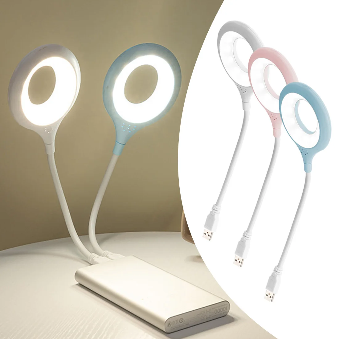 

Non Strobe Eye Protection LED Table Lamp Portable Night Light Lamp Freely Foldable Desk Lamp 5V USB Lamp Super Bright Ring Light