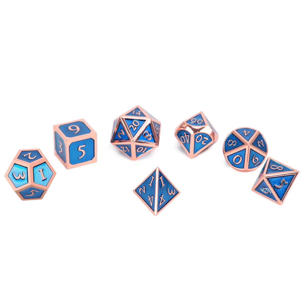 Набор из 7 металлические игральные кубики с чёрный мешок кулиской для настольный