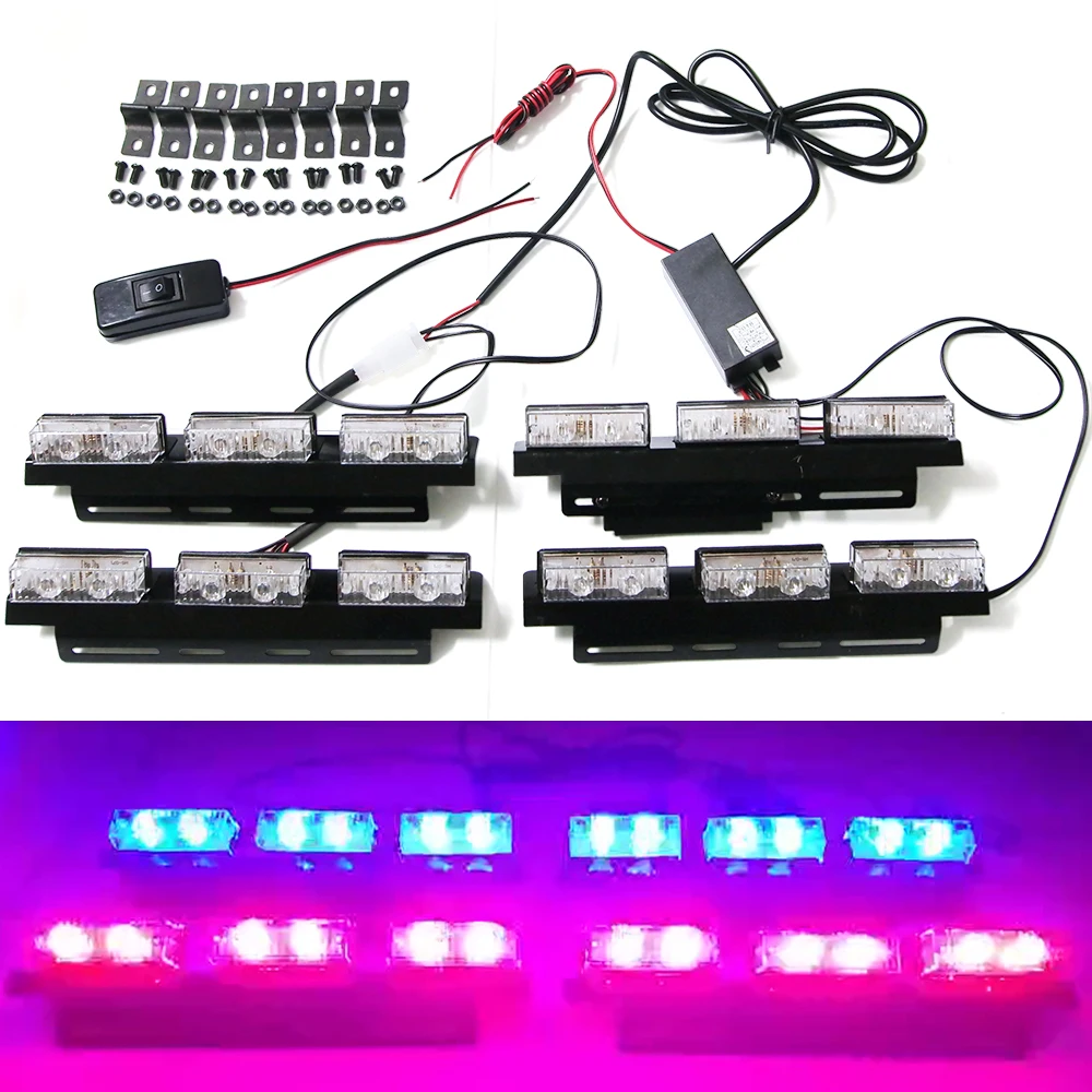 

LED Flash Emergency light Car Front Grille Deck Strobe Lights Daytime running lights Police Warning Flashing Signal lamp 12V