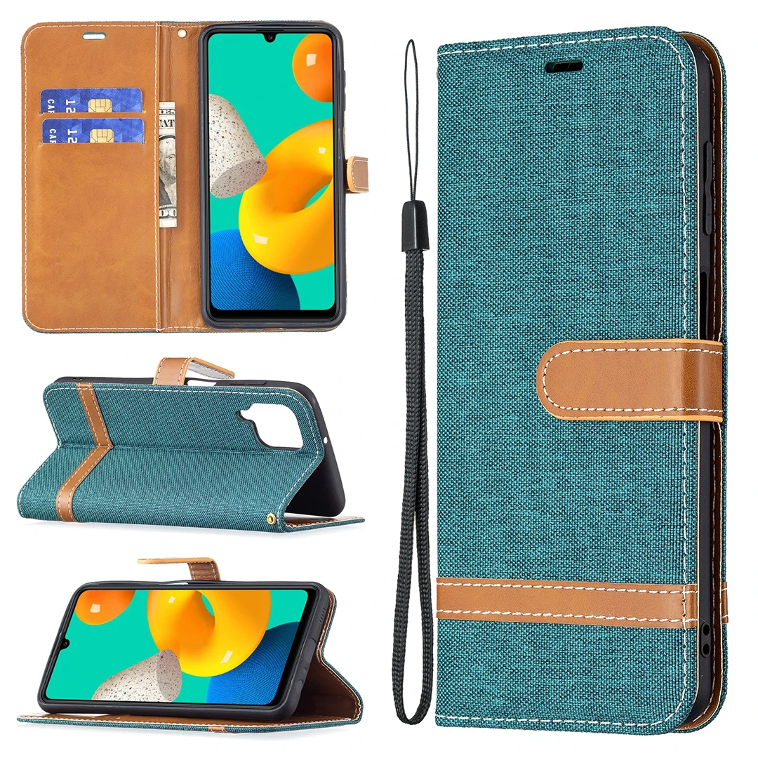 

Wallet Flip Case For Samaung Galaxy A30S A50S A50 Note 10 Pro A10E A20E A10 A20 A30 A40 A50 A70 Color Block Denim Leather Case