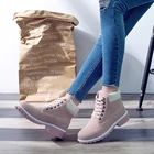 Женские Плюшевые Ботинки на каблуке, теплые ботинки до щиколотки, размеры 36-42, для осени и зимы, 2020