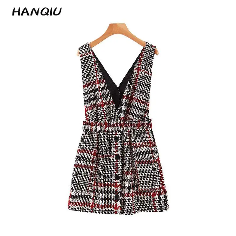 2020 в винтажном стиле Модный комплект клетку из твида платья Корейском Платья на