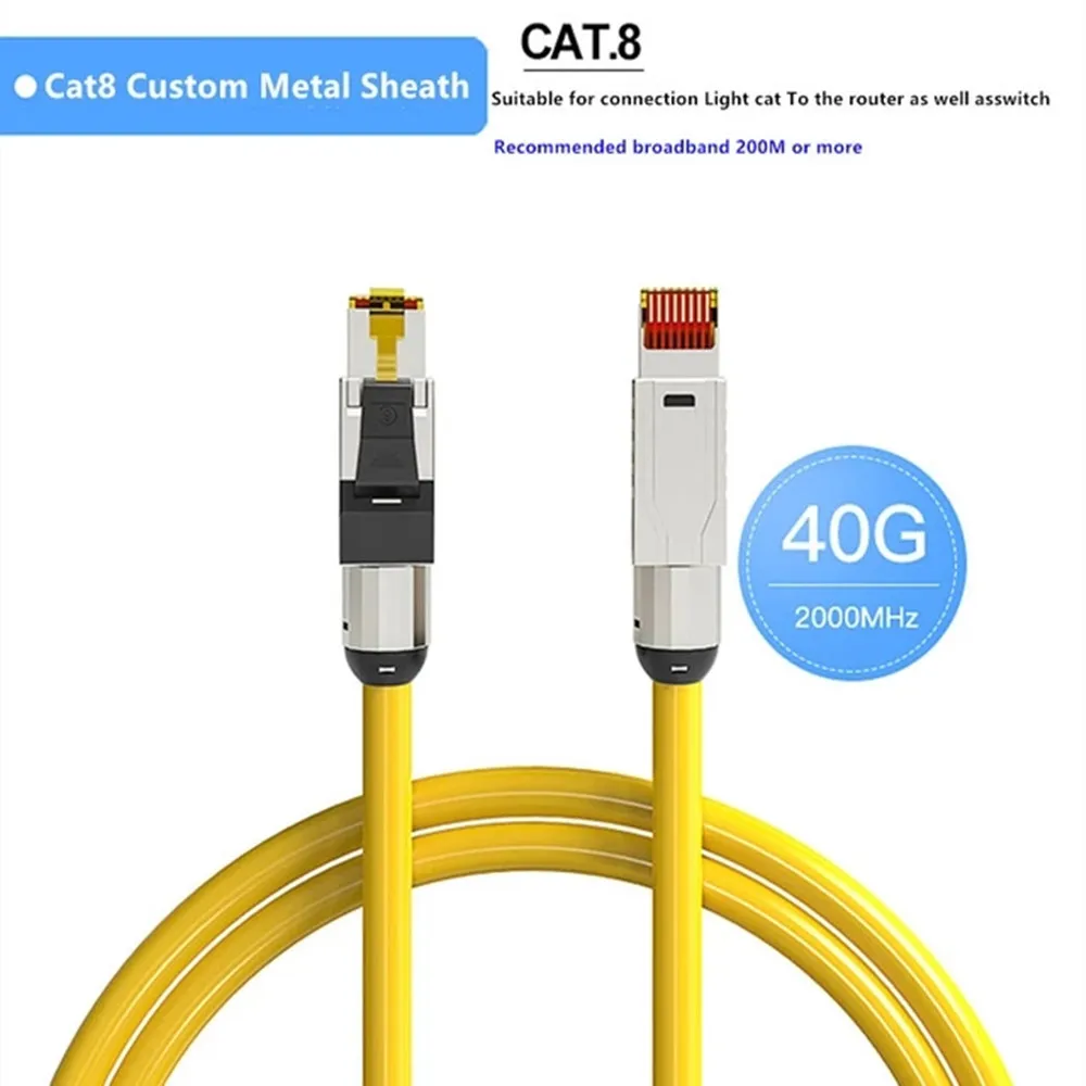RJ45 Cat8 Network Cable 40Gbps 2000MHz Ethernet Crimp type Connector Optical Fiber Cables Router Cable 10M 15M 20M 25M 30M 50M