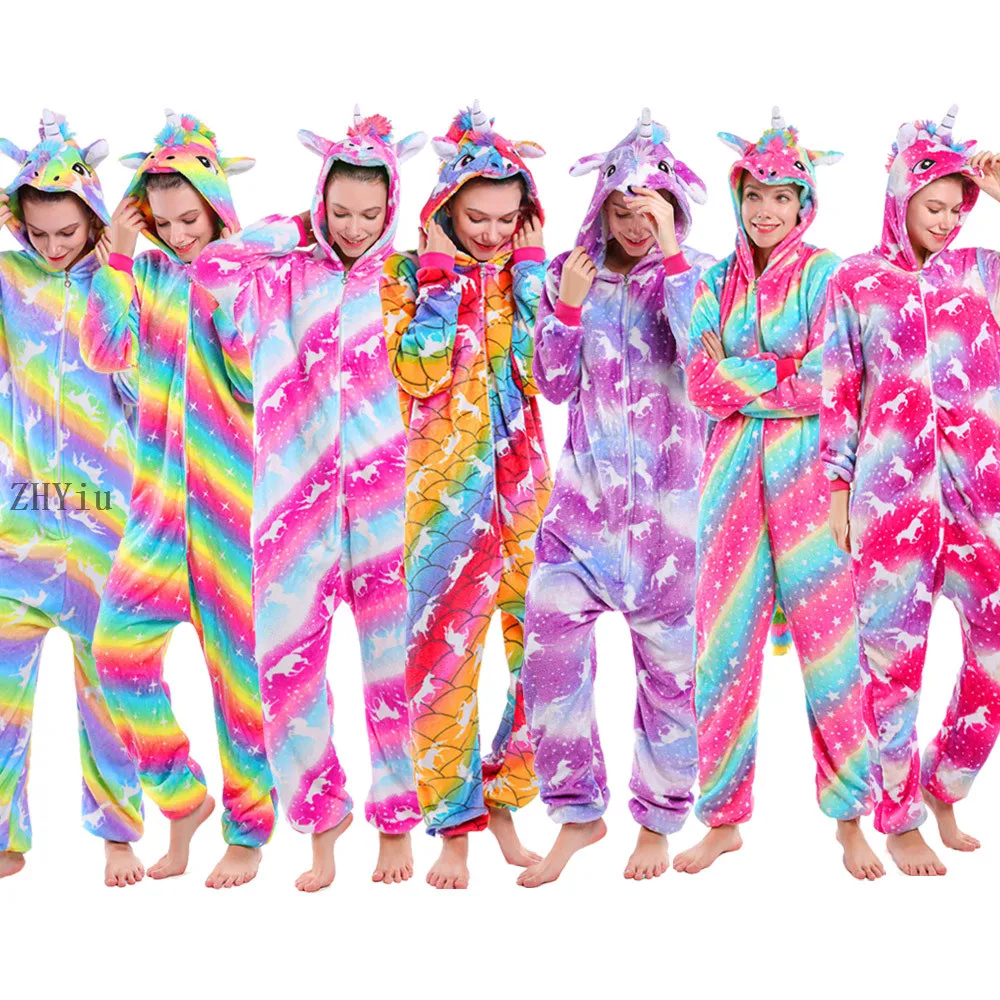 ZHYiu/Пижама для взрослых Женская фланелевая одежда сна Зимняя Пижама унисекс с