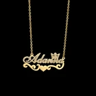 Ожерелье с именем на заказ, из нержавеющей стали, с цифрами, буквами, сердцем, короной, бриллиантами, кулон для мужчин, женщин, ювелирные изделия на день рождения, подарок