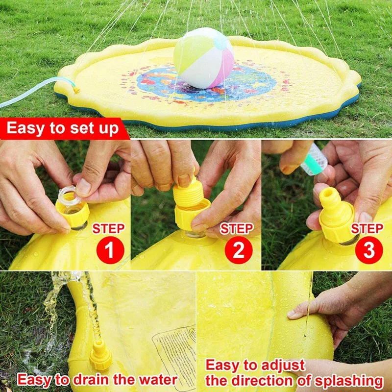 

Splash Pad Sprinkler Pool Water Spray Pad for Baby Children Summer Play Beach Outdoor Garden Lawn Sprinkler Cushion
