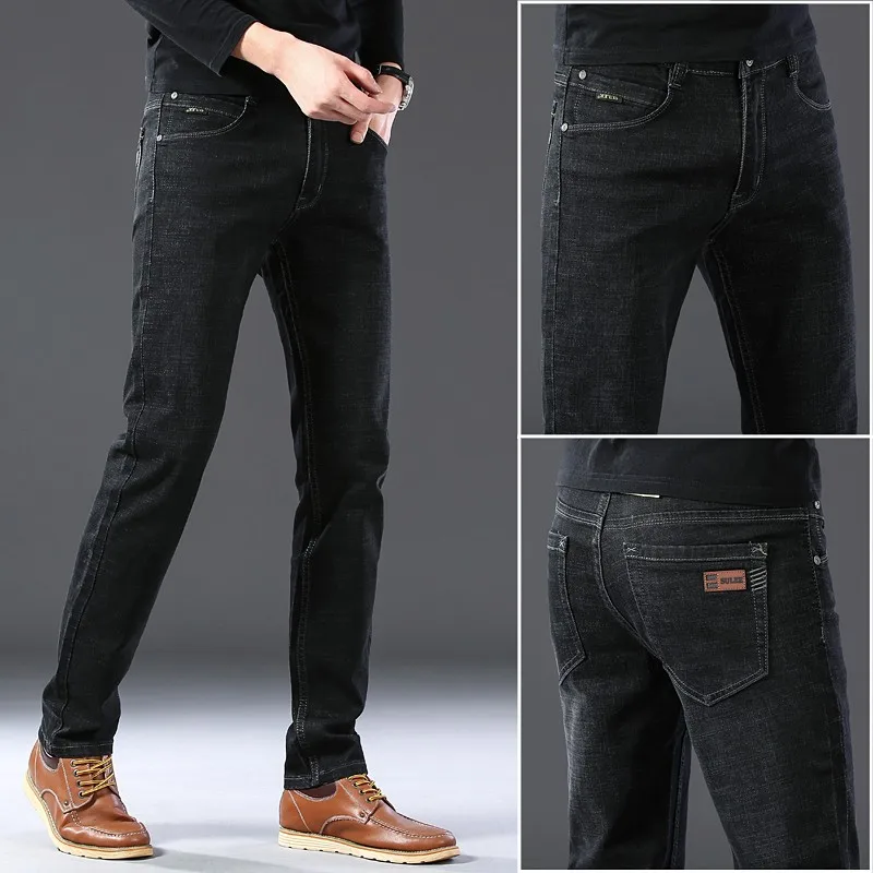 

Brand Men's Jeans Spring Autumn Straight Slim Stretch High-quality Cotton Jeans Casual Business Men's Plus Size Trousers 28-40