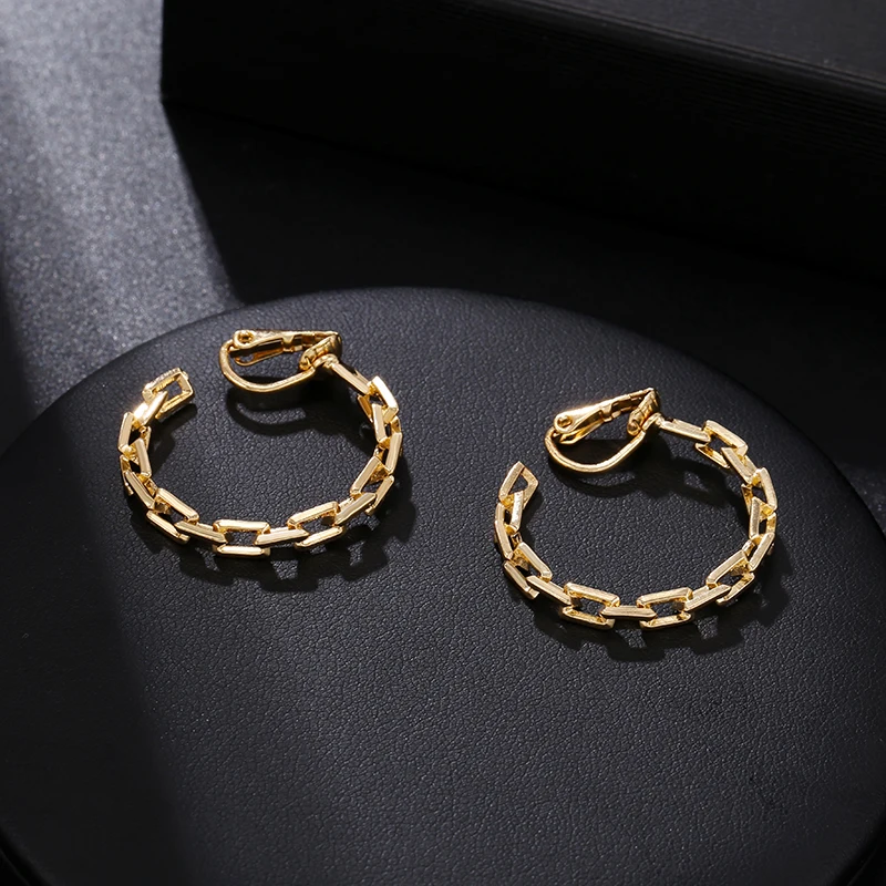 Серьги-клипсы женские с-образными звеньями в стиле ретро пирсинг кольцо