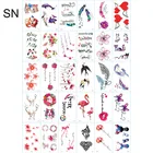 Водостойкие поддельные татуировки, наклейки, временные татуировки на тело, искусство, цветок, девушка, татуировки, временные, случайные, 20 шт.