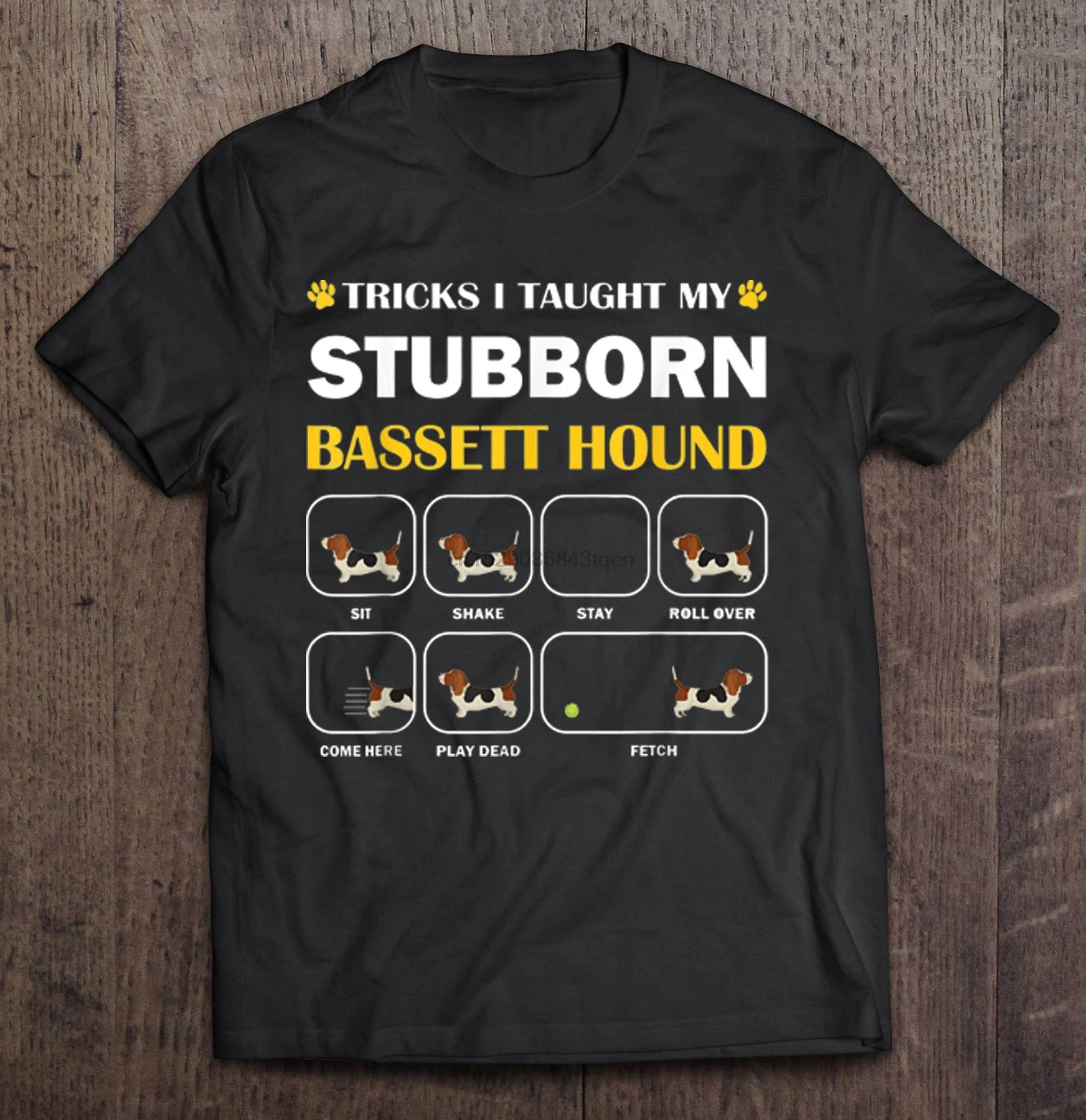 Мужская забавная футболка модная трюки я учил мой упрямой Бассет-Хаунд женская |