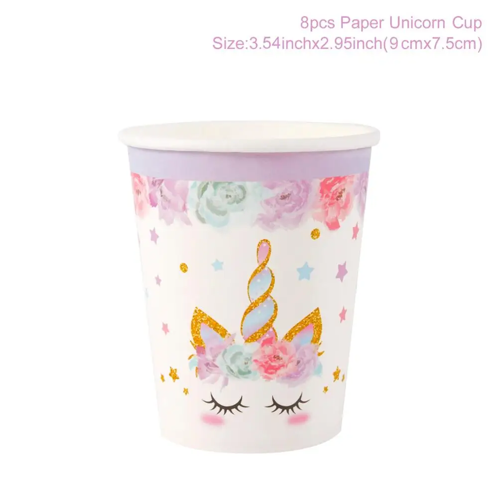 Paper Cup QIFU Розовый Единорог вечерние принадлежности Единорог украшения на день рождения Единорог украшения Единорог вечерние украшения детский душ девочка мальчик - Цвет: Paper Cup
