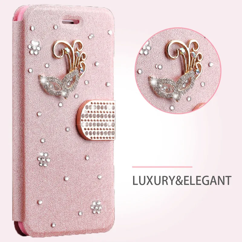 LLZ.COQUE Folio кожаный чехол подставка с алмазной маской для Samsung S9 Магнитный бумажник