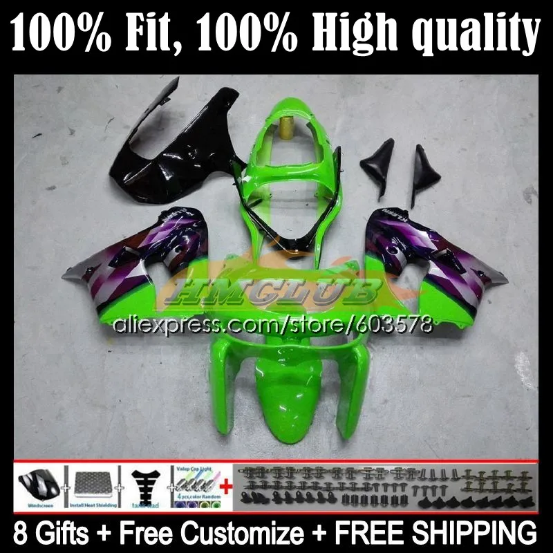 

Инжекционный корпус для KAWASAKI NINJA ZX900 ZX9 ZX 9R 9 R 900 CC 117CL.28 900CC ZX9R 98 99 ZX-9R 1998 1999 OEM обтекатель зеленый фиолетовый