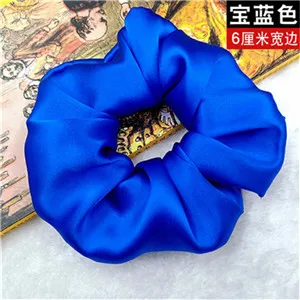 RoyalBlue Модные женские элегантные 6 см ширина чистый шелк резинки для волос милая резинка OL базовый зажим для волос конский хвост держатель - Цвет: RoyalBlue