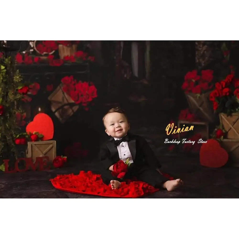 

Child Rose Photography Background Cake Smash Birthday Party Background Night Moon Star Lover Valentine Floral Decor Photostudio
