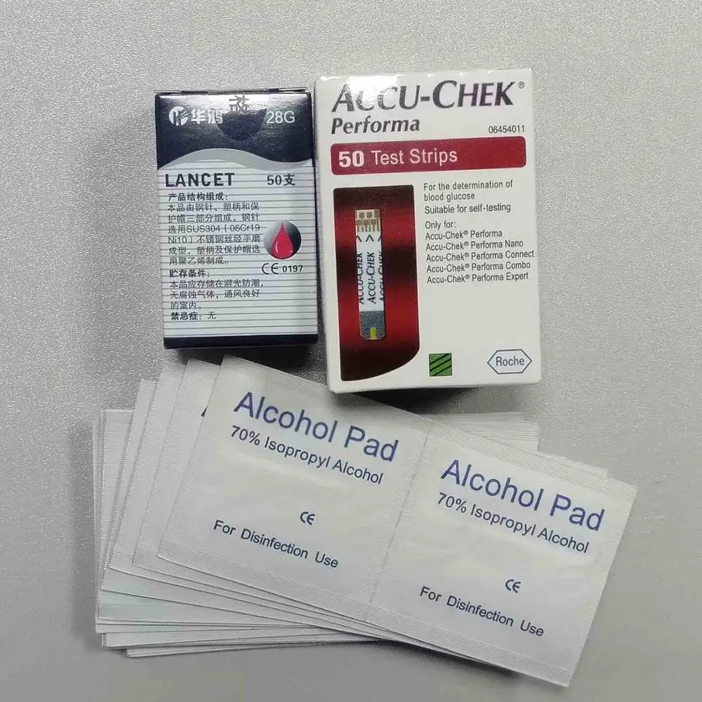 50 шт., срок годности 31th. 10, ACCU-CHEK, тест-полоски для определения уровня глюкозы в крови, стерильное полотенце, спиртовой антисептик для рук - Цвет: A