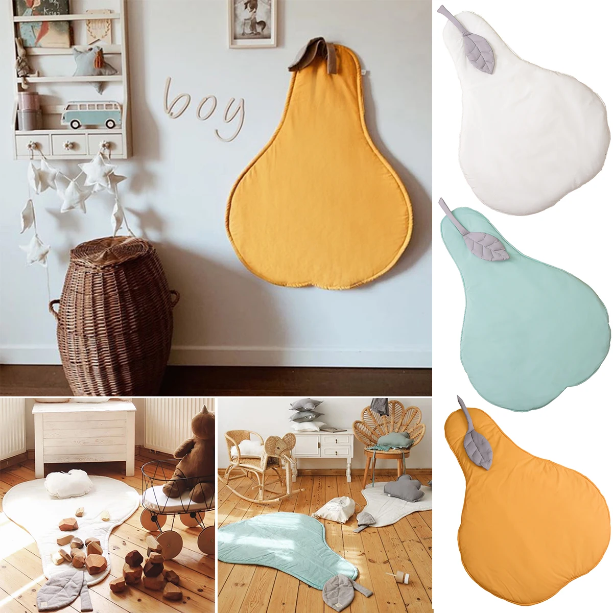 

Baby Play Mat Nordic Cotton Pear-shaped Blanket Soft Rugs Child Crawling Blanket Cartoon Baby Play Mats Kid Room Decoration