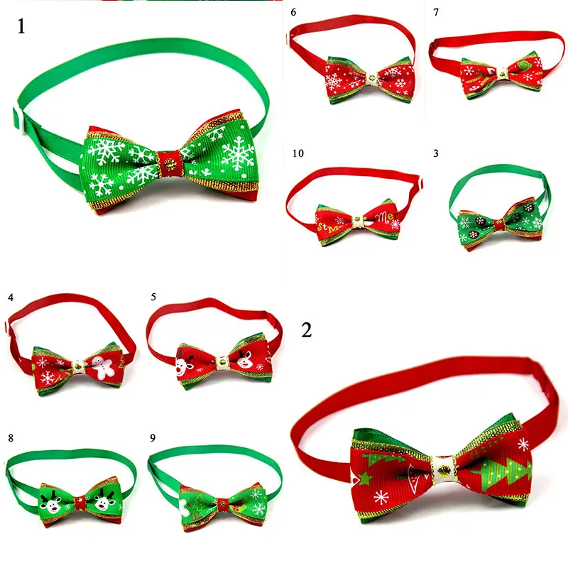 

Big Bow Dog Collar Christmas Multicolor Neck Strap Neck Ring Red Cartoon Print Dot Dog Bow Tie Adjustable Pet Collar Neck Tie