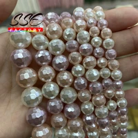 6 8 10 12mm natural faceted colorful shell pearl beads round loose bead for jewelry making diy necklace bracelet accessories 15