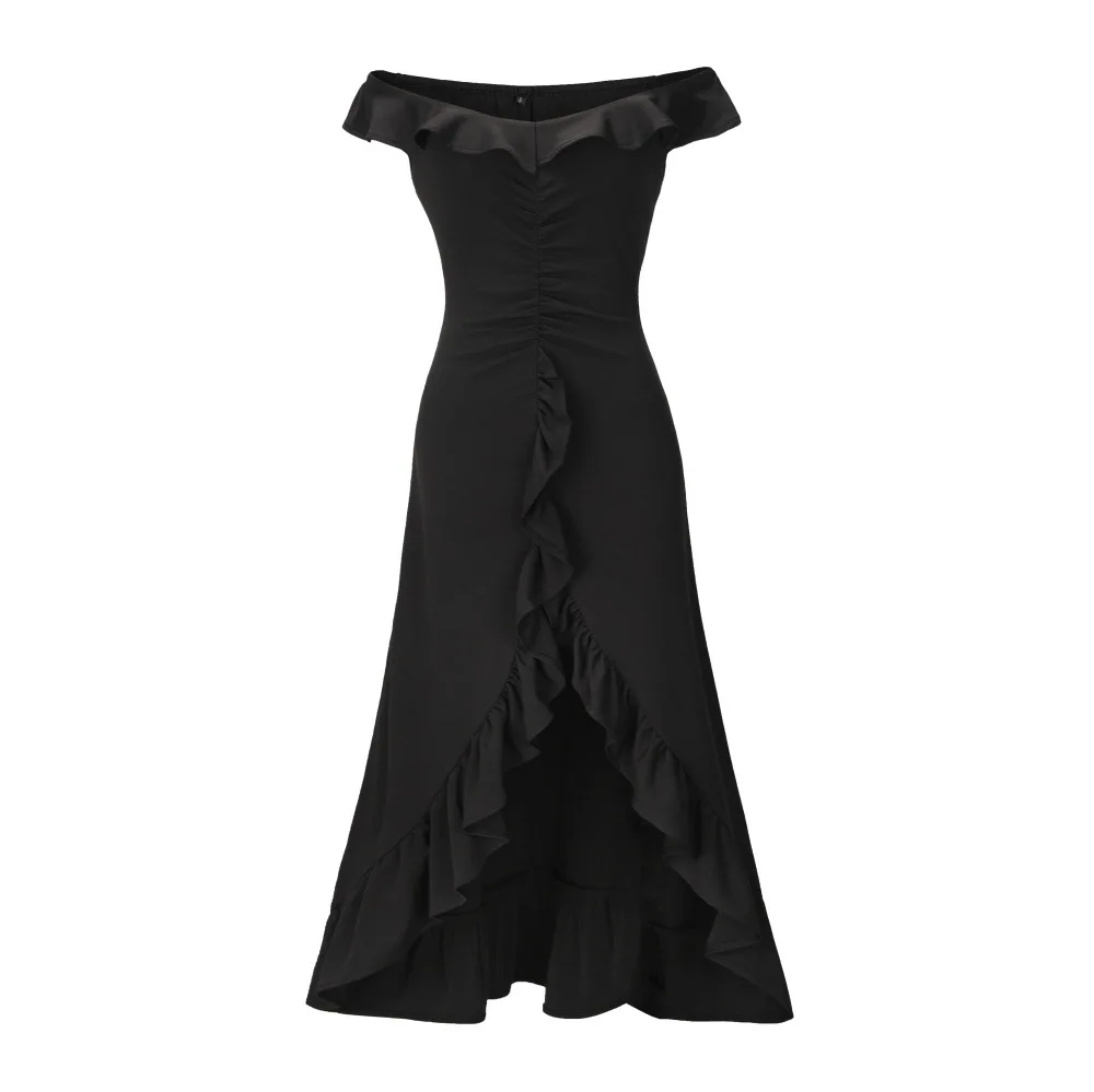 Women Summer Maxi Dress Sexy Ruffles Dresses Off Shoulder Sundress Fashion Elegant Deep V-Neck Backless Party Outfits | Женская одежда