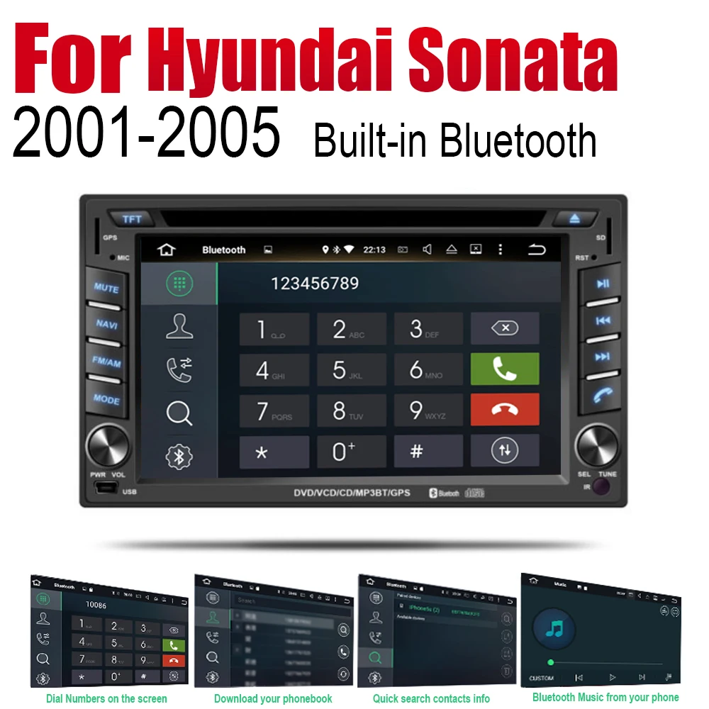 Автомагнитола ZaiXi с DVD плеером Android 2 Din для Hyundai Sonata V6 Gold 2001 ~ 2005 GPS навигация