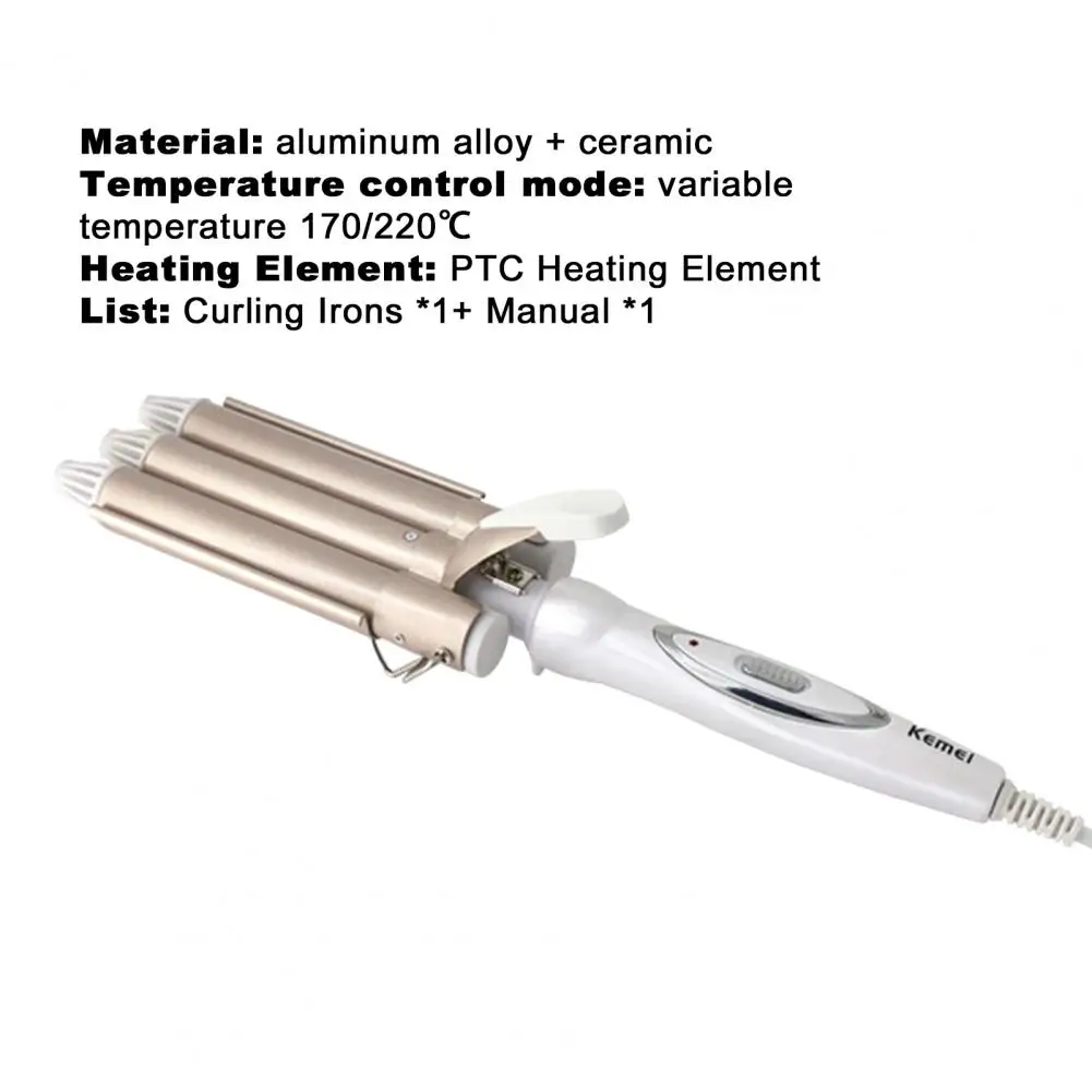 

50% Hot Sale KM-1010 Hair Curler Three Tubes Water Ripples Wear-Resistant Professional Hair Curler Electric Curling Iron for Hom