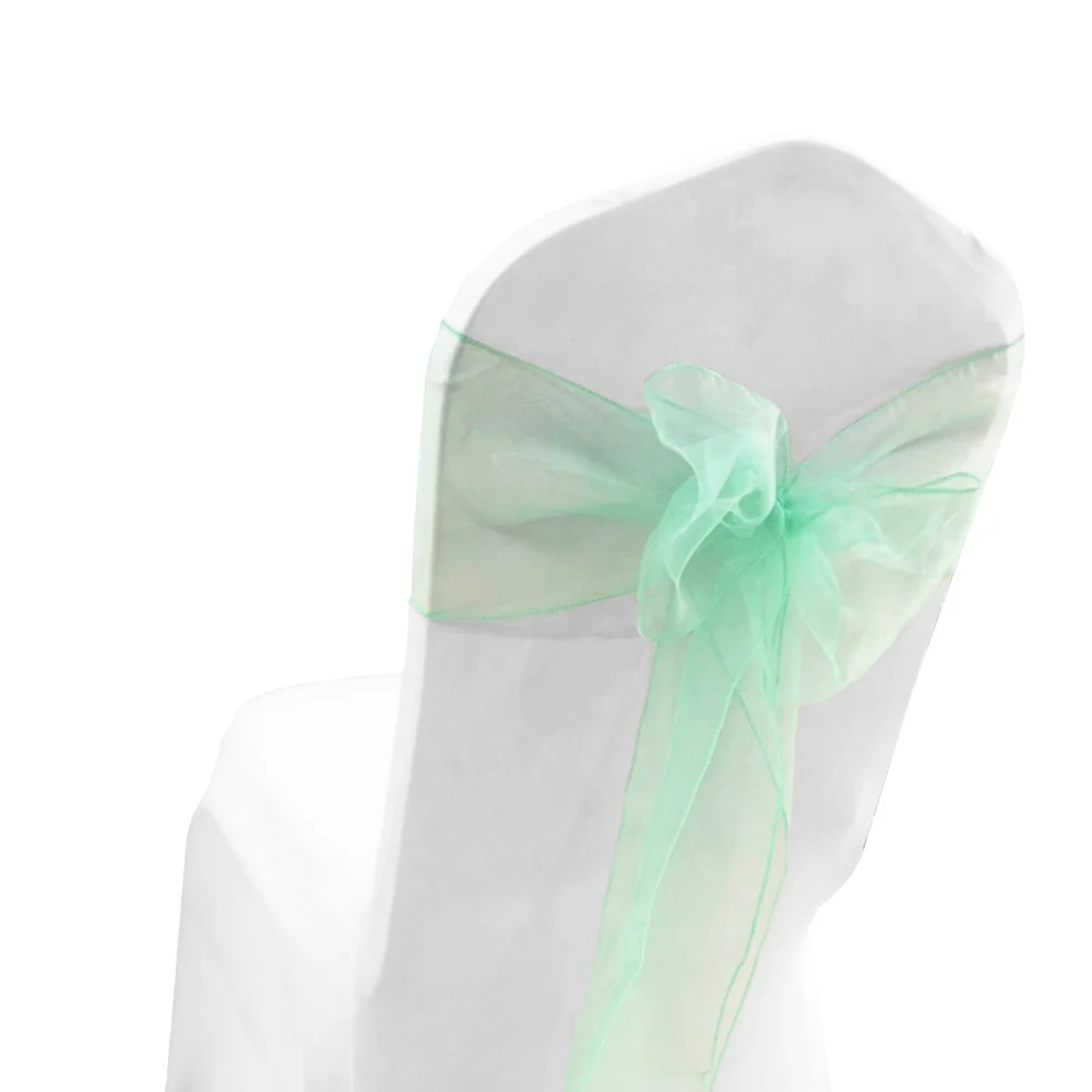 Tiffany Blue 25 шт./лот, свадебные банты для стула из органзы, пояс для стула, галстук-бабочка для украшения свадебного банкета, 24 цвета, пояс-бант из органзы - Цвет: Tiffany Blue