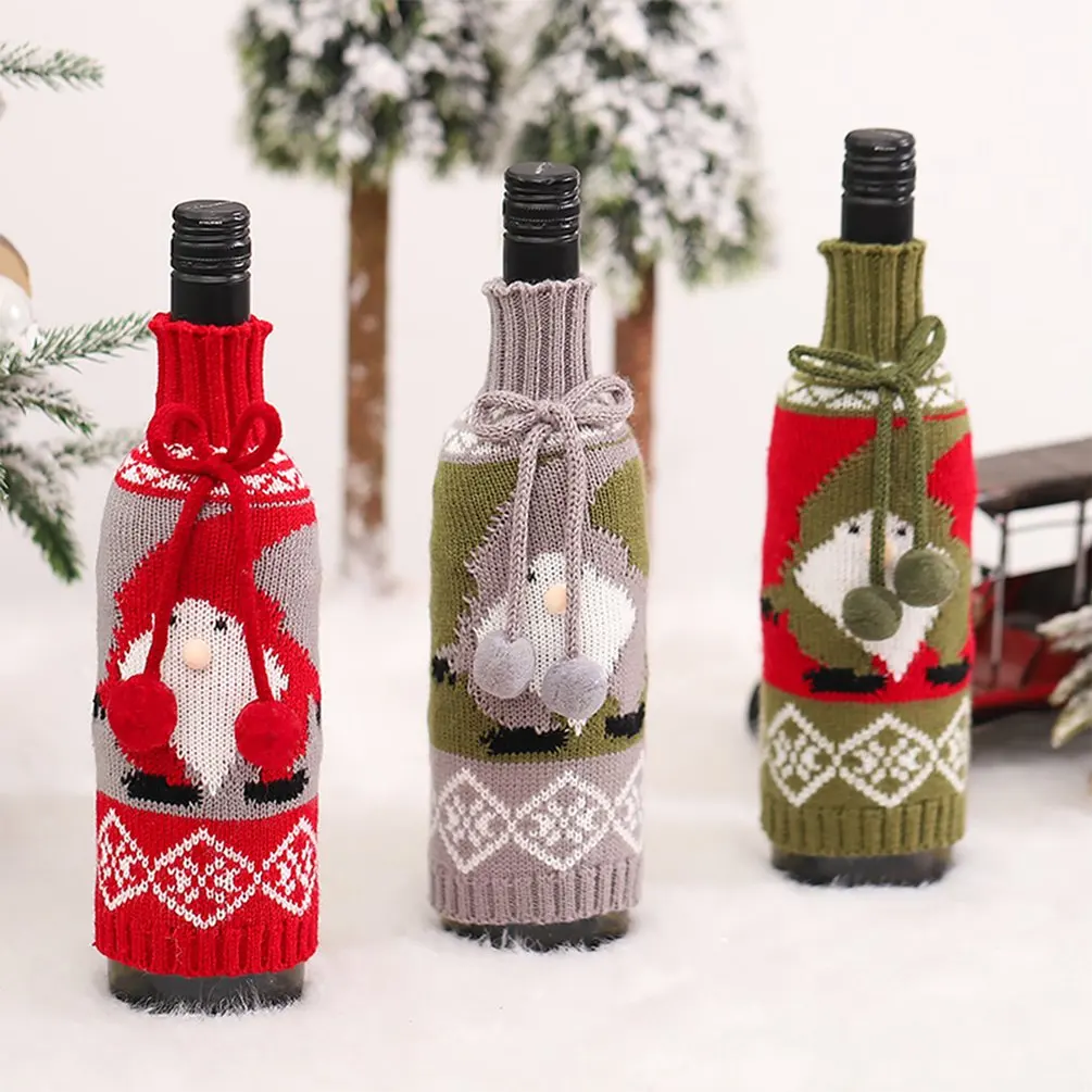 

2022 New Year Christmas Wine Bottle Cover Xmas Gift Christmas Decorations Ornament Home Party Navidad 2021 Dinner Table Decor