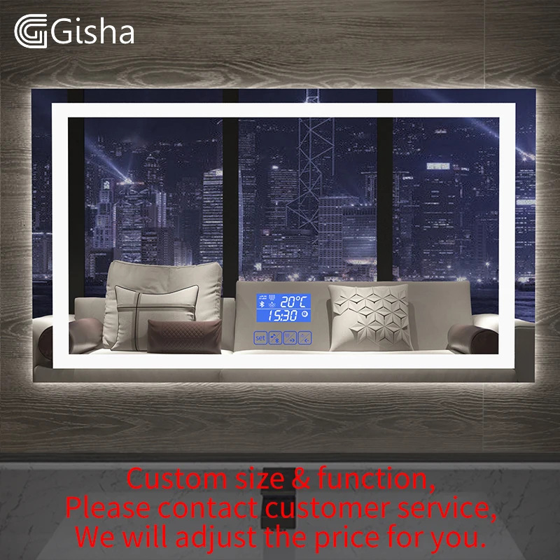 Gisha, умное зеркало, светодиодный, зеркало для ванной комнаты, настенное, зеркало для ванной комнаты, туалетное, противотуманное зеркало с сенсорным экраном, Bluetooth, G8047 - Цвет: G8047  Custom Made