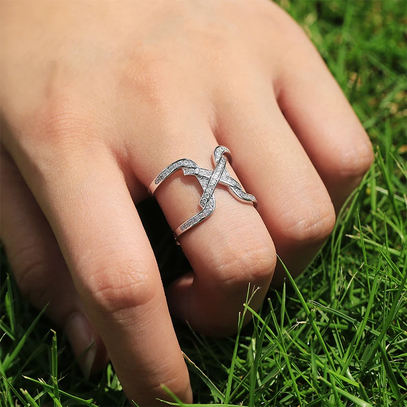 Винтажное серебряное кольцо с поперечным отверстием в форме X для мужчин и женщин