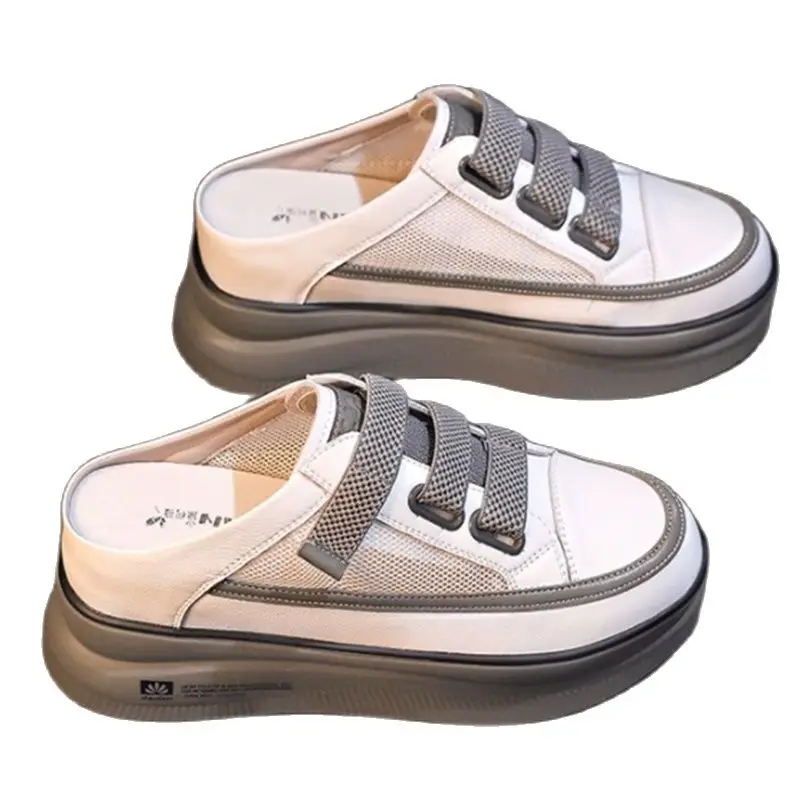 

Summer New Women's Slippers Outdoor Breathable Mesh Wedges Shoes for Woman Fashion Comfortable Platform Velcro Half Drag