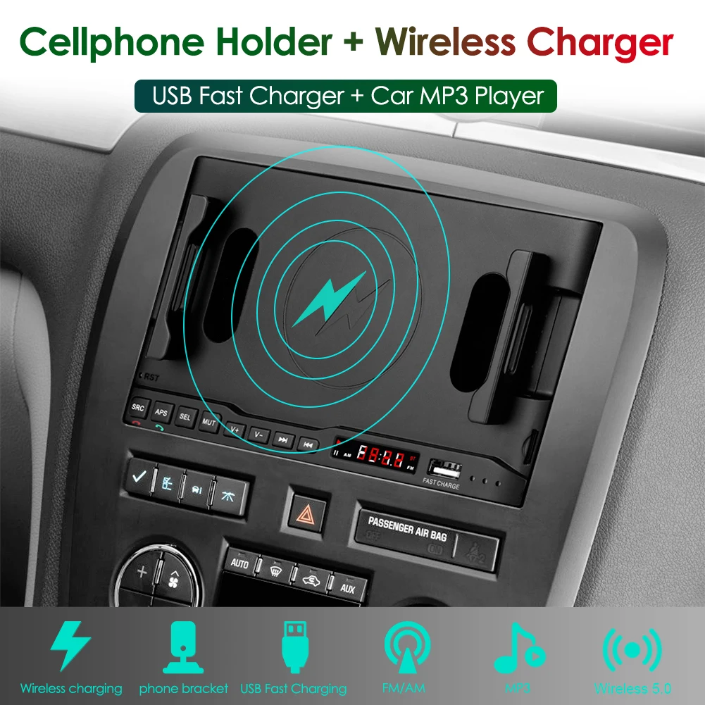 

Многофункциональный автомобильный mp3-плеер, беспроводное зарядное устройство, радио, телефон, держатель для быстрой зарядки, автомобильный...