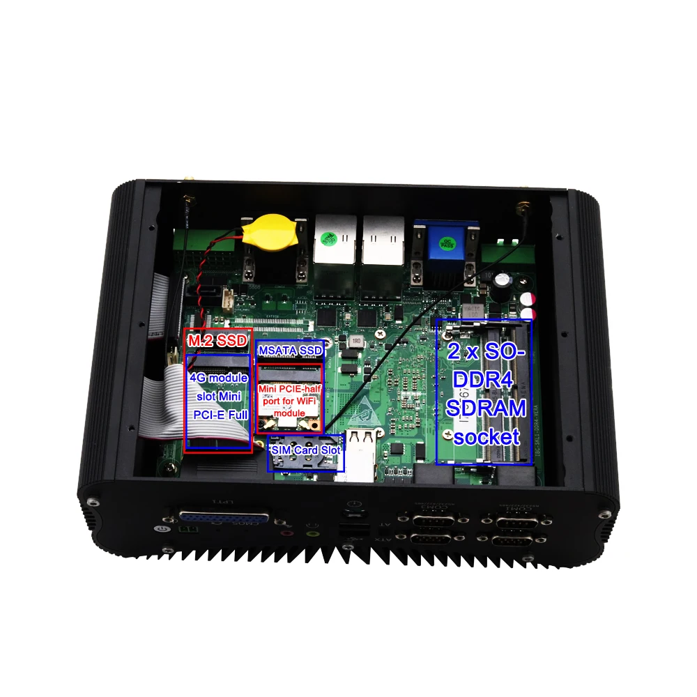7x24 Hours Industrial Fanless Mini PC Intel i5-8250U i7-6567U Rugged Computer 6*COM 2*Lans 8*USB GPIO LPT PS/2 HDMI VGA 4G WiFi |