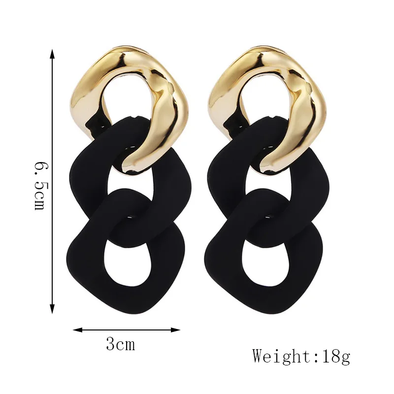 

Fashion Jewelry Drop Earrings New Design Resin Golden Plating Matte Black Earrings for Women Lady Party Gifts