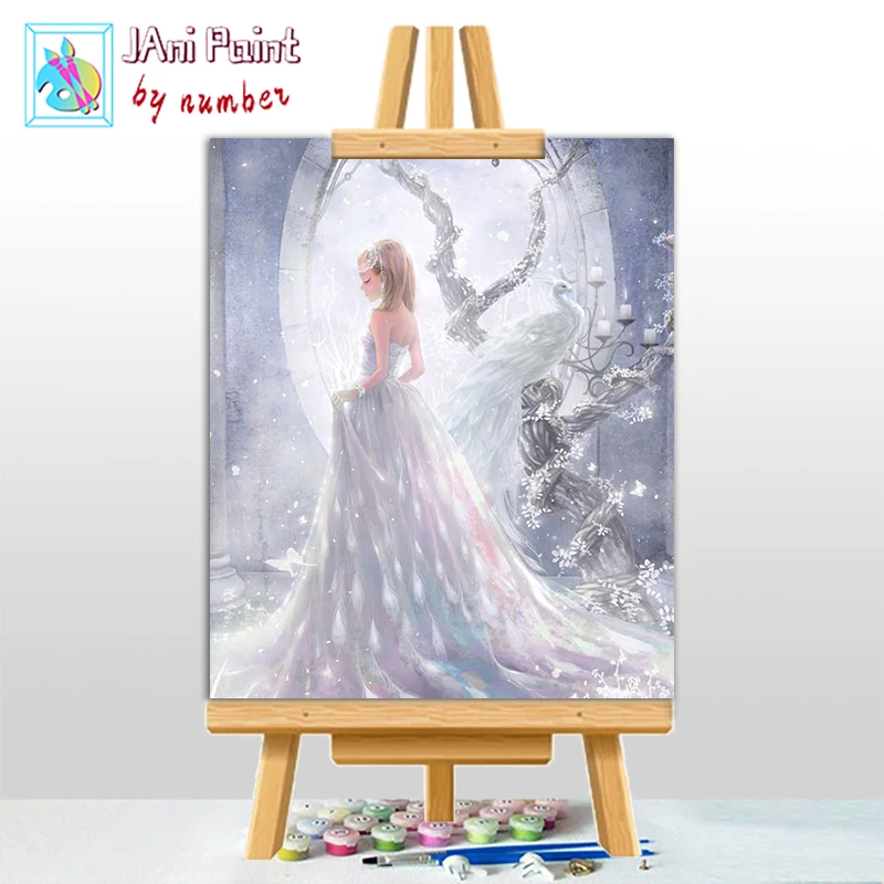 

The Queen in White Dress Picture DIY Painting By Numbers Colouring Zero Basis HandPainted Oil Painting Unique Gift Home Decor