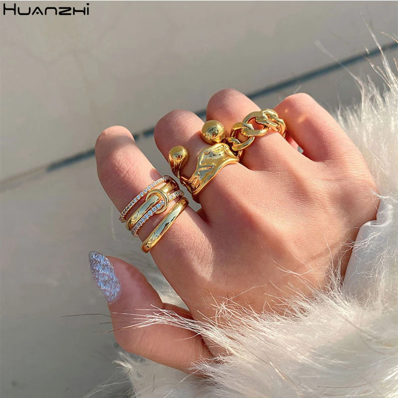 HUANZHI 2020 новые золотые металлические кристаллы Нерегулярные геометрические цепи