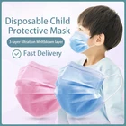 Одноразовая медицинская маска без образования, 3-слойная детская хирургическая маска с фильтром, дышащие противопылевые Детские маски для лица с петлями