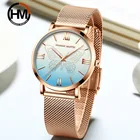 Женские Кварцевые водонепроницаемые часы Hannah Martin из нержавеющей стали под розовое золото