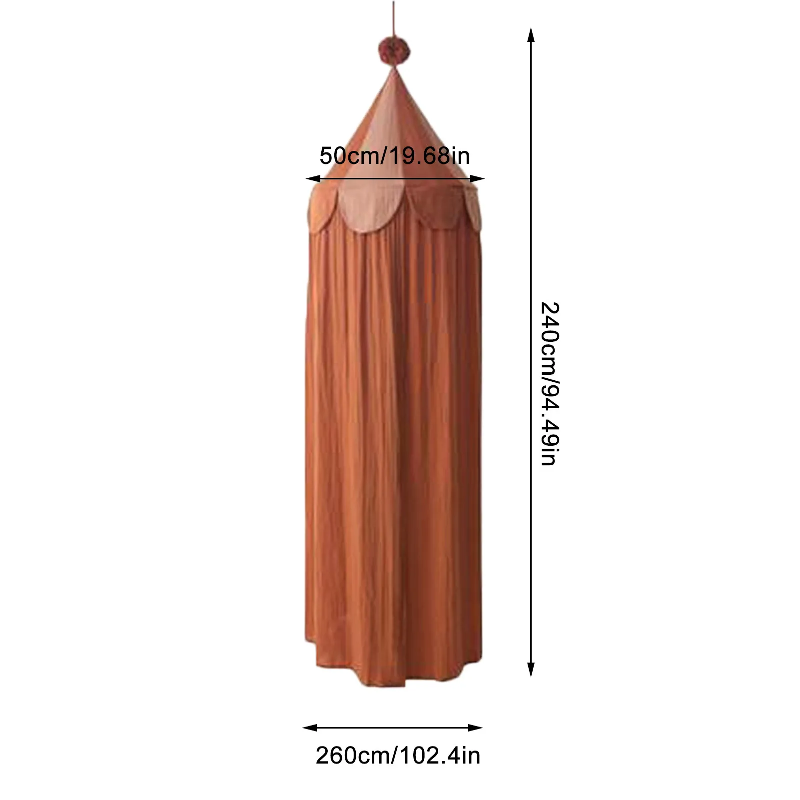 

Nordic Children Kids Bed Canopy Round Pompom Hanging Dome Mosquito Net Chiffon Crib Canopy Curtain Bedroom Decor Pompom Decor