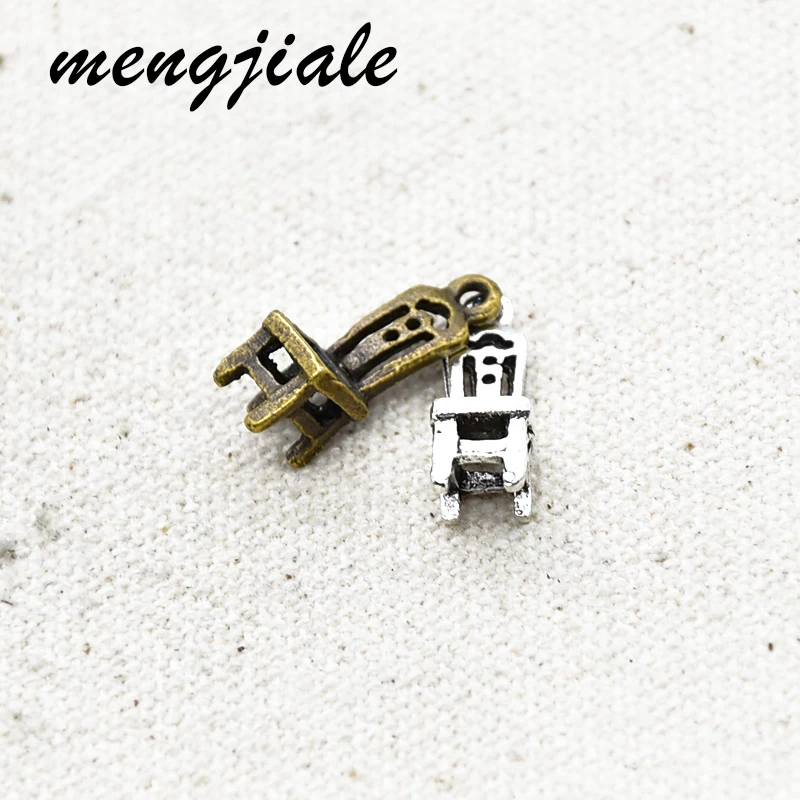 

25pcs Two color alloy metal 3D chair charms Furniture Pendants for Jewelry accessories making 18*7mm