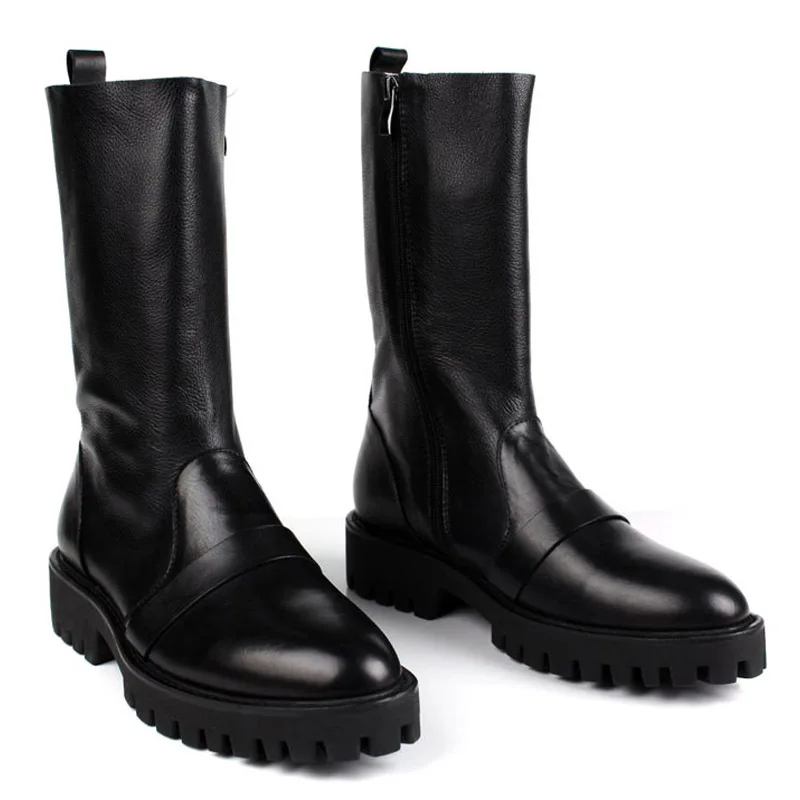 Модная брендовая мужская обувь с высоким берцем из натуральной кожи Мужская до