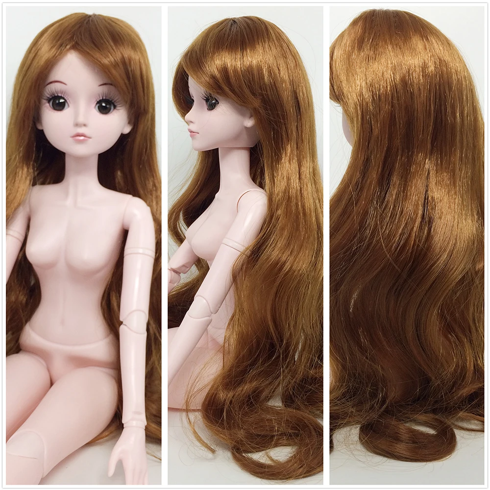 Волосы для 1/3 BJD 60 см девушка Кукла Высокая температура коричневый куклы парики