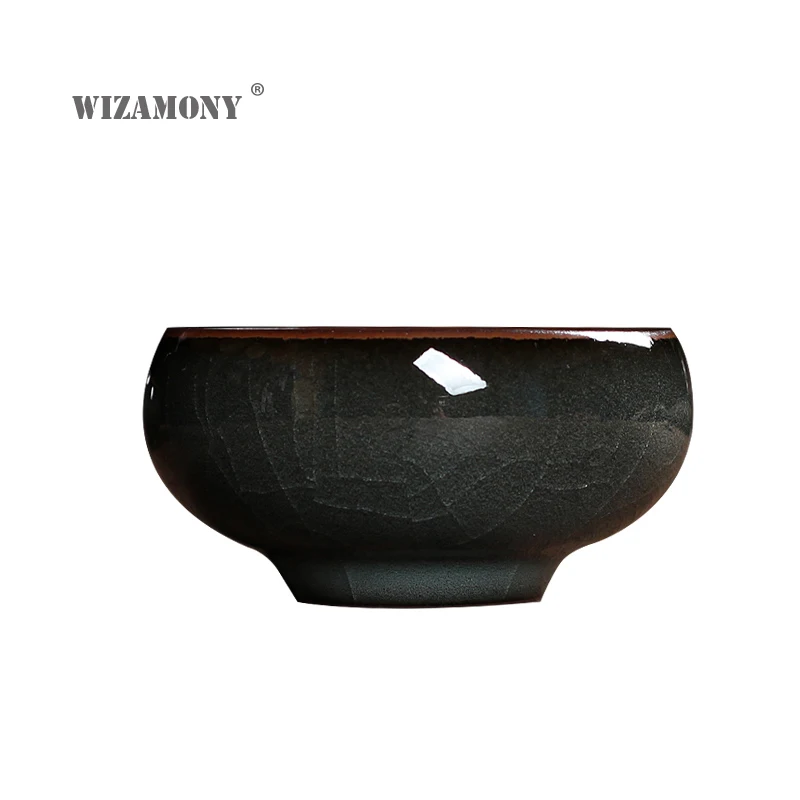 

WIZAMONY 1PCS Handmade Longquan celadon Drinkware Teaset Teacup Teapot Tea Cup Iron Body Crackle Glaze chinese porcelain