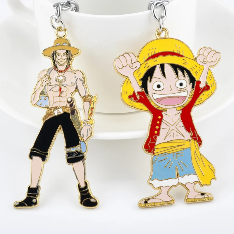 

Cartoon ONE PIECE Keyring Keychains Anime Monkey D. Luffy Figure Pendant Key Chain Fashion Enamel Key Holder Accessory