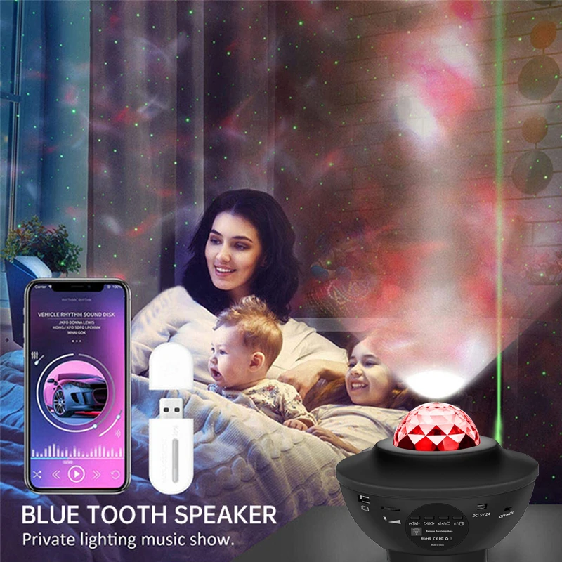 LED Star Galaxy Projector Ocean Wave Night Light Room Decor Rotate Starry Sky Porjectors Luminaria Decoration Bedroom Lamp Gifts | Лампы и